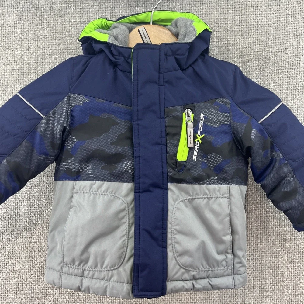 Zero Exposure Baby Boys Hooded Winter‎ Jacket 18M Navy Camo Hooded Pockets